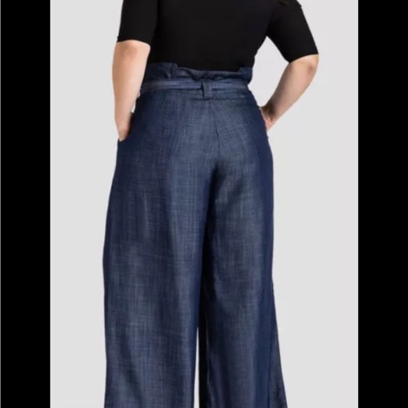 Standards and Practices Tencel Denim Cropped Wide Leg Pants with Belt Blue 22 - Picture 16 of 16
